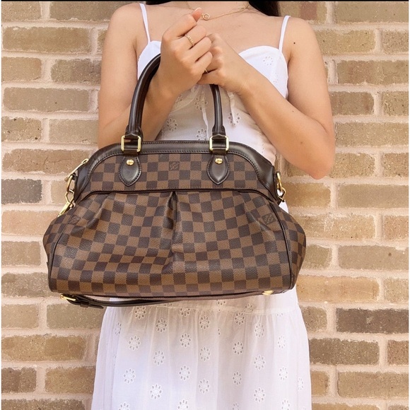 Louis Vuitton Trevi Handbag Damier PM Brown 2 Way Satchel Crossbody - Picture 1 of 12